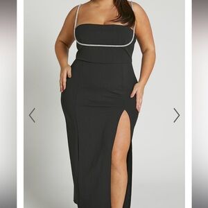 Sharley Midi Dress - Diamante Detail Pencil Dress